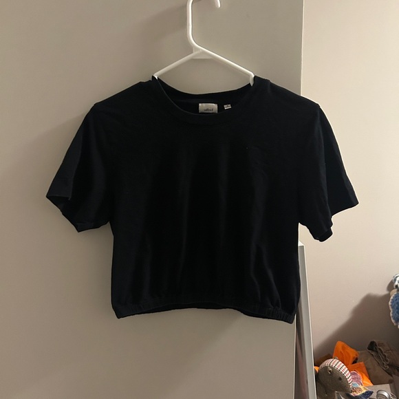 Wilfred Piaf Crop T-Shirt Black Elastic Scrunch Bottom Black Medium🖤 - Picture 3 of 5